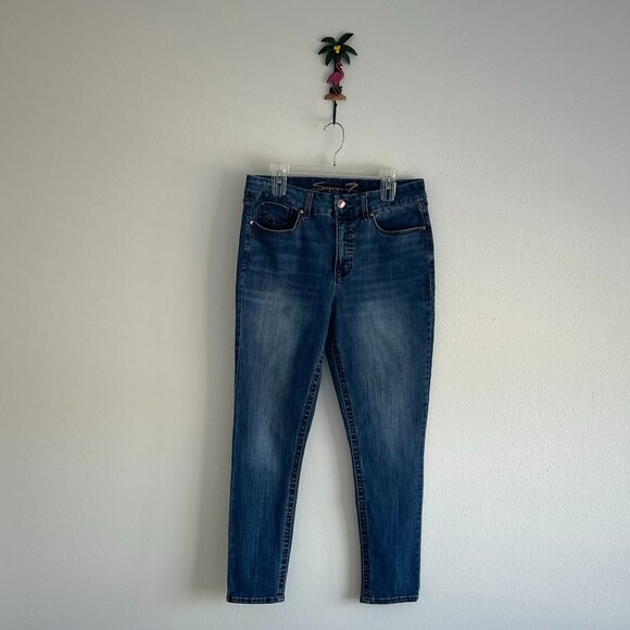 Seven7 Denim - Seven7 High Rise Slim Straight Jeans – Size 14 Plus – Blue Stretch Denim